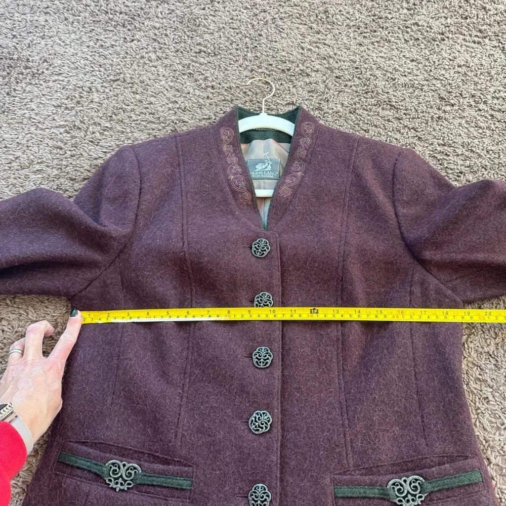 Julius Lang Burgundy Alpaca Wool Blazer Purple Victorian Size M 36 6 - Picture 9 of 12